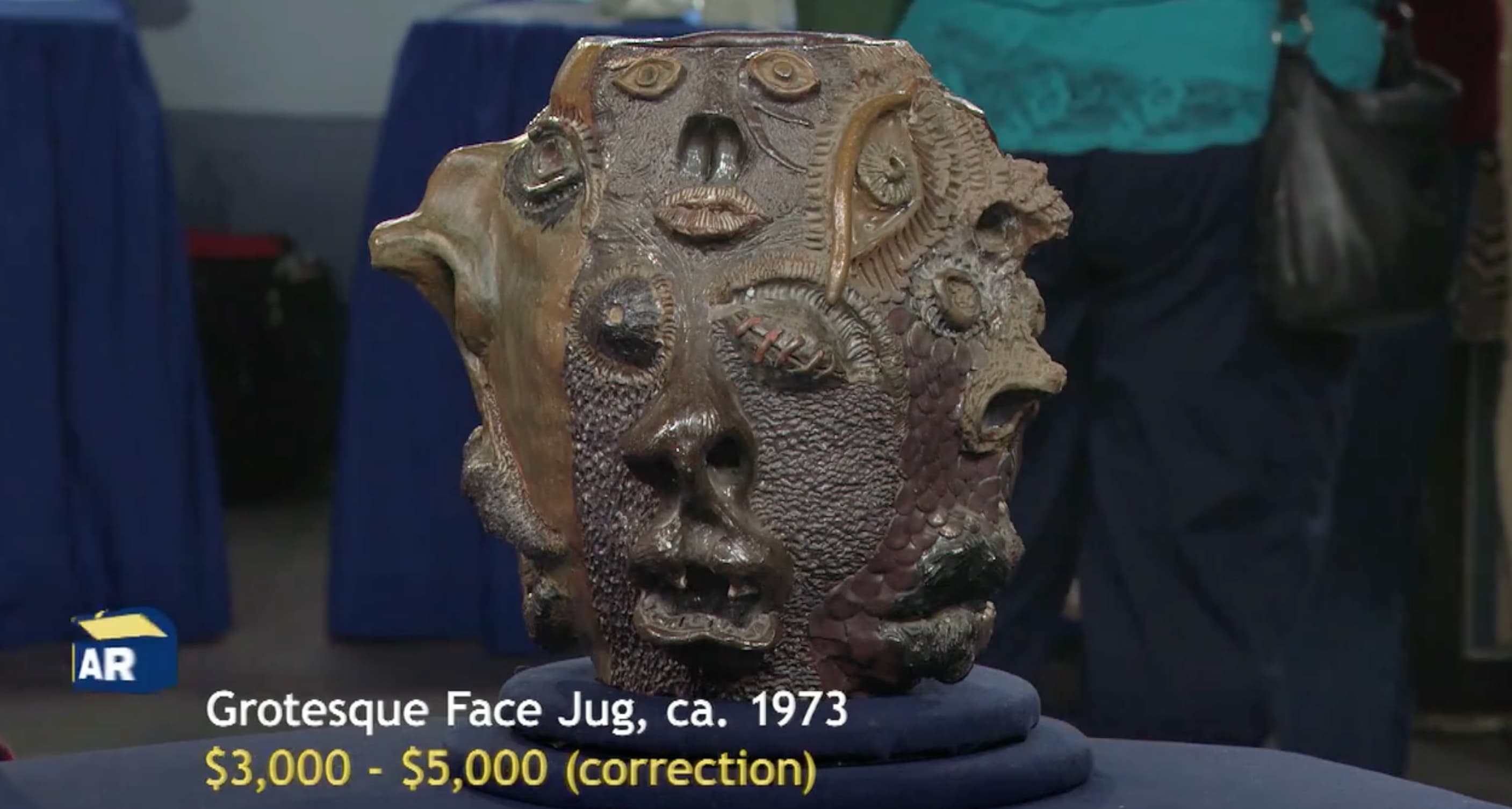 artifact - Ar Grotesque Face Jug, ca. 1973 $3,000 $5,000 correction